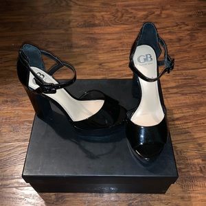 Black Patent Platform Gianni Bini Block Heels 8
